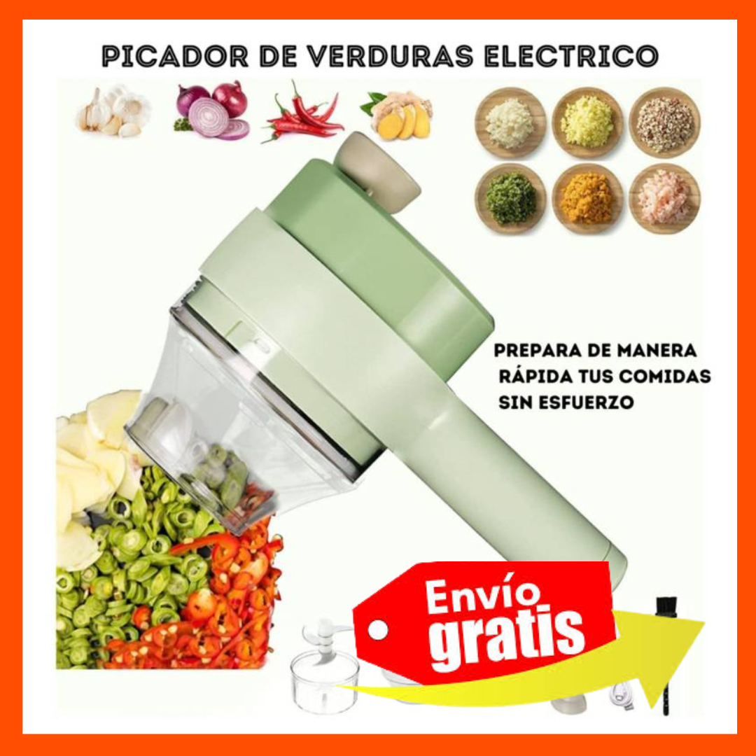 Cortador de verduras eléctrico 4 en 1 🥗🥒🌶️ 🥗Cortador de